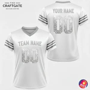 Pure White Glitter Football Jersey - Custom Name & Number