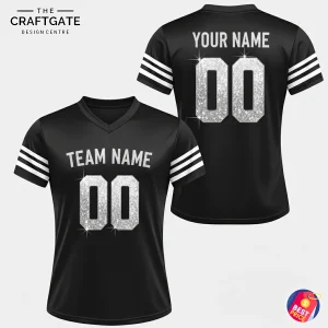 Stealth Black Glitter Football Jersey - Custom Name & Number
