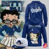 Los Angeles Dodgers x Betty Boop blue fans hoodie front and back with cap