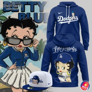Los Angeles Dodgers x Betty Boop blue fans hoodie front and back with cap