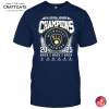 Front view of the navy blue Milwaukee Brewers 2025 NL Central Division Champions t-shirt with the official championship graphic.