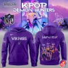 Minnesota Vikings KPop Demon Hunters purple hoodie front and back with anime graphic design