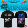 Front and back of a black t-shirt for the Austin City Limits x Martin Garrix 2025 collaboration, shown against the festival poster.