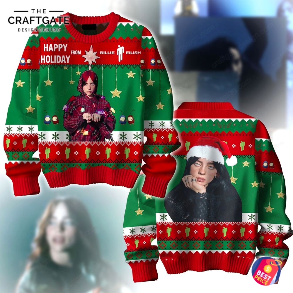 billie-eilish-happy-holiday-christmas-ugly-sweater-1.jpg Billie Eilish Happy Holiday Christmas Ugly Sweater 1