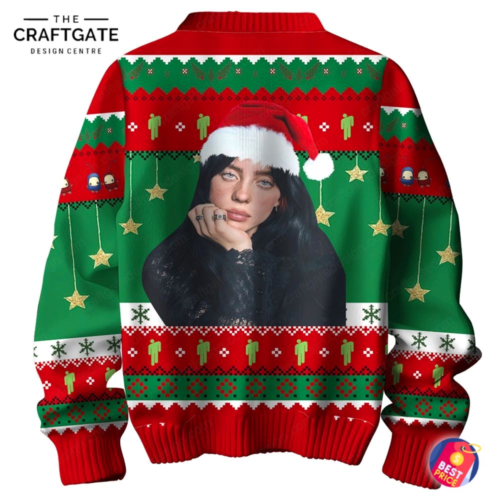 billie-eilish-happy-holiday-christmas-ugly-sweater-3.jpg Billie Eilish Happy Holiday Christmas Ugly Sweater 3