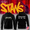 Front and back of the black Eminem hoodie featuring a tribal design on the front and "The Way I Am" text on the back.