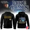 A black hoodie showing the front with 'Packers' text and the back with Luke Combs 'My Kinda Saturday Night Tour' graphics.