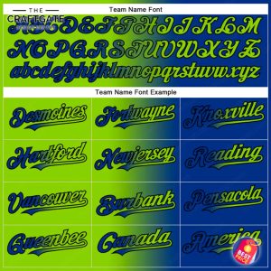 Royal Blue And Neon Green Gradient Baseball Jersey